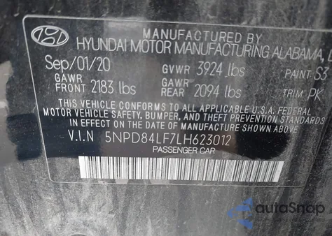 2020 Hyundai Elantra Sel из США, поврежденный, VIN 5NPD84LF7LH623012
